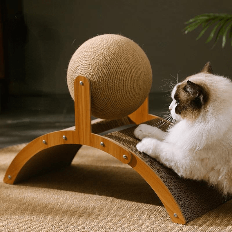 🐱💖 Naturalna sisalowa piłka do drapania dla kotów z tekturową podkładką – zaspokaja potrzebę drapania, trwała sisalowa i chroni meble 🧶