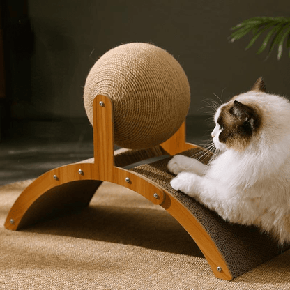 🐱💖 Naturalna sisalowa piłka do drapania dla kotów z tekturową podkładką – zaspokaja potrzebę drapania, trwała sisalowa i chroni meble 🧶