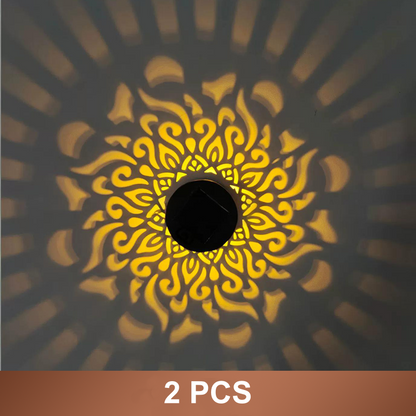 ☀️ Solarna lampa mandala do ogrodu i na taras – 2 w 1: lampa podłogowa i ścienna – Ozdobna dekoracja świetlna w stylu vintage – Odporna na rdzę i trwała ✨🪴🏡