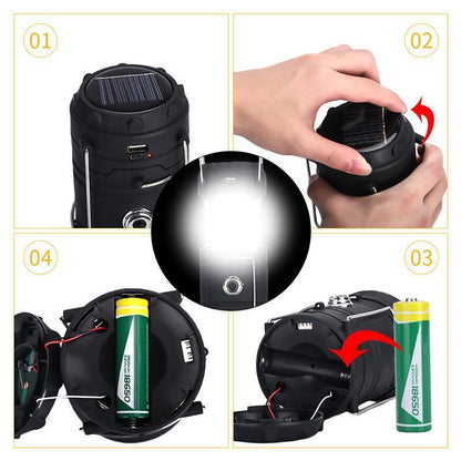 🔥 Lampa kempingowa LED 3 w 1 z realistycznym efektem płomienia i latarką