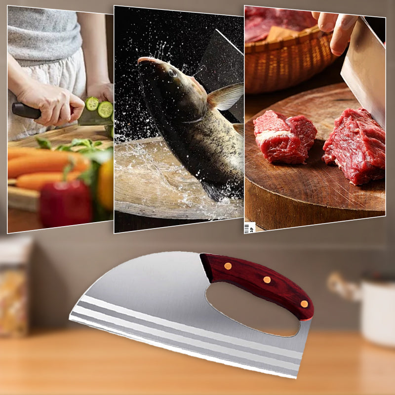 Ergonomiczny nóż kuchenny – konstrukcja z przednim uchwytem, bez wysiłku kroi warzywa i mięso. Przemyślany prezent dla domowych kucharzy. 🍅🔪