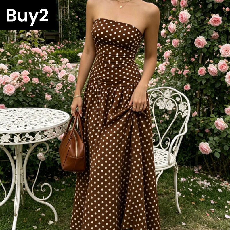 ✨ Sukienka bez ramiączek w kropki – elegancka i wygodna! ✨