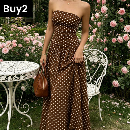 ✨ Sukienka bez ramiączek w kropki – elegancka i wygodna! ✨