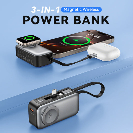 📱TERAZ 50% ZNIŻKI! 🔋Magnetyczny bezprzewodowy power bank 3 w 1