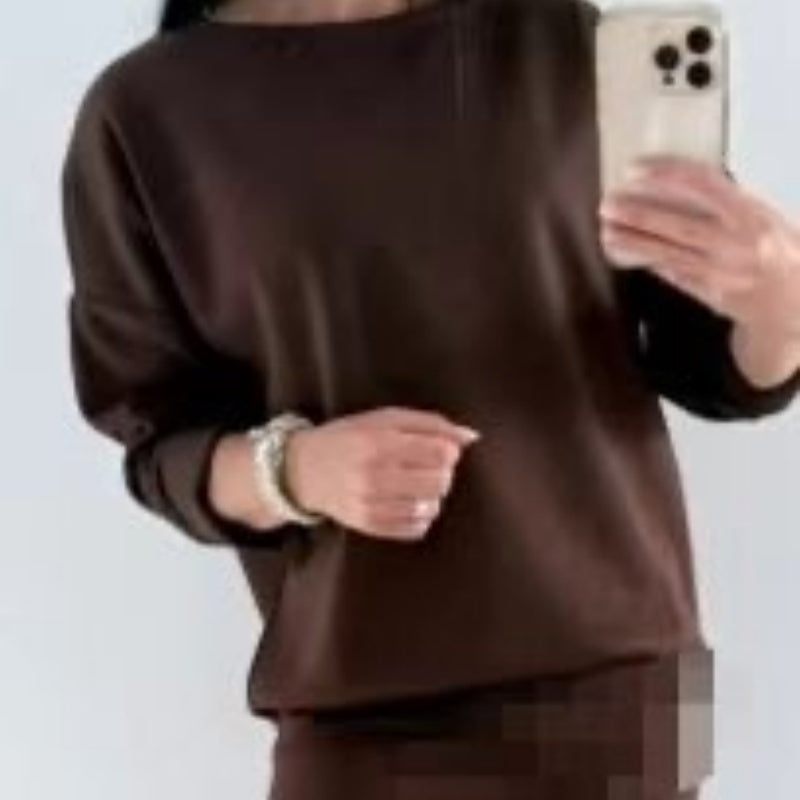 👗 Damska sweterkowa sukienka z okrągłym dekoltem – przytulny polar, luźny krój, idealna na co dzień 🌸✨