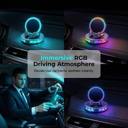 📱 Uchwyt samochodowy na telefon z podświetleniem RGB ✅ Automatyczny zacisk i ładowanie bezprzewodowe | Bezpieczna obsługa jedną ręką podczas jazdy 🚗