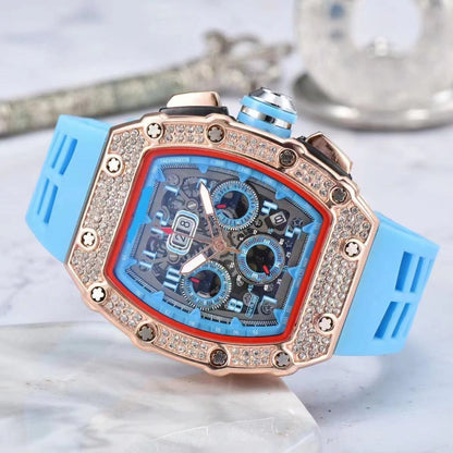 ⌚ Edycja limitowana – 50% zniżki! ✨ Luksusowy męski zegarek w kształcie tonneau z ozdobami z kryształków