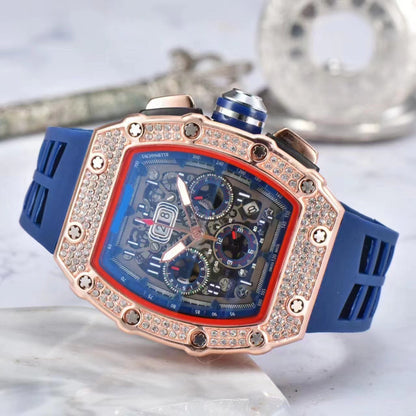 ⌚ Edycja limitowana – 50% zniżki! ✨ Luksusowy męski zegarek w kształcie tonneau z ozdobami z kryształków