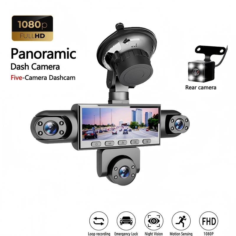 🎉 Wyprzedaż 2026 — Ponad 36 000 sprzedanych sztuk! 🚗 Panoramiczny wideorejestrator z 5 kamerami – pełny widok bez martwych pól 🛡️✨