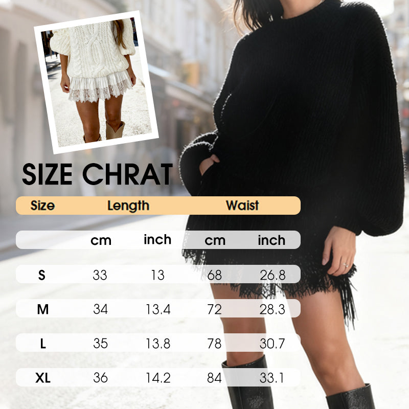 🔥 Gorąca wyprzedaż – 50% zniżki 🔥 Elegancka mini spódniczka z plisami i koronkową lamówką