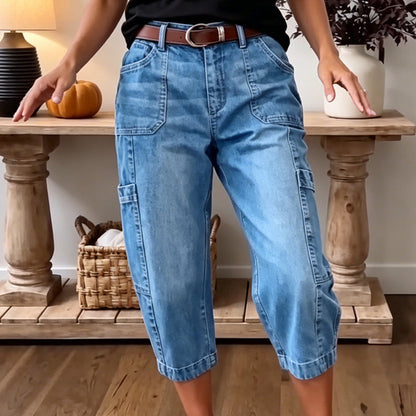 👖 50% RABATT! 🌸 Damskie Casualowe Elastyczne Skrócone Spodnie Jeansowe – Wygodne i wszechstronne – Idealne na co dzień, letnie wyjścia lub elegancję biurową – oddychające i stylowe ✨🌿