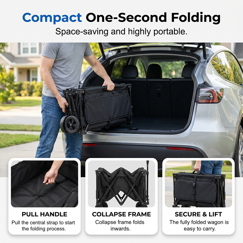🛒 50% OFF NOW! 🚜 Heavy Duty Collapsible Wagon Cart – All-Terrain Wheels, 130L Capacity, 1-Second Fold – Perfect for Camping, Groceries & Beach ✨