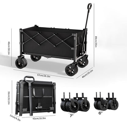 🛒 50% OFF NOW! 🚜 Heavy Duty Collapsible Wagon Cart – All-Terrain Wheels, 130L Capacity, 1-Second Fold – Perfect for Camping, Groceries & Beach ✨