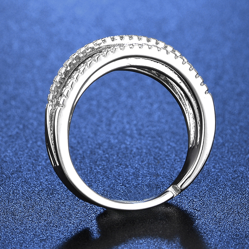 📢📢 50% taniej!! 💍 Regulowany pierścionek z cyrkoniami i motywem krzyża — lśniące wykończenie typu pavé i elegancki design z wieloma obrączkami ✨