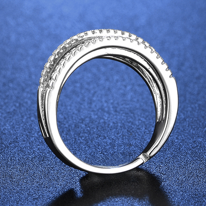📢📢 50% taniej!! 💍 Regulowany pierścionek z cyrkoniami i motywem krzyża — lśniące wykończenie typu pavé i elegancki design z wieloma obrączkami ✨