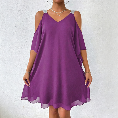 🍃🌸 OFERTA LIMITOWANA: 50% TANIEJ! 👗Wszechstronna sukienka z dekoltem w serek i odkrytymi ramionami – miękka i wygodna – idealna zarówno na dzień, jak i na wieczór.