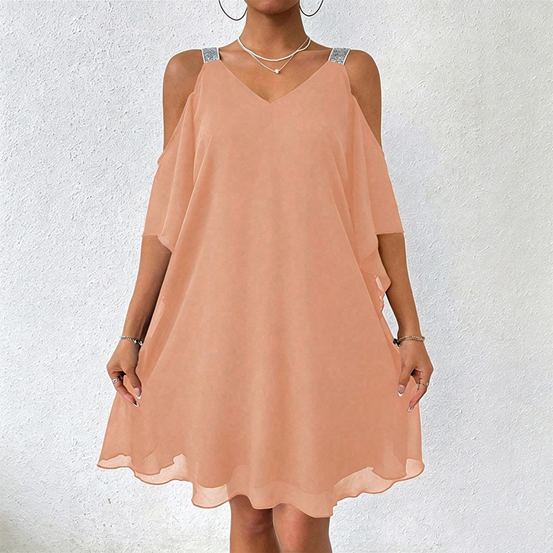 🍃🌸 OFERTA LIMITOWANA: 50% TANIEJ! 👗Wszechstronna sukienka z dekoltem w serek i odkrytymi ramionami – miękka i wygodna – idealna zarówno na dzień, jak i na wieczór.