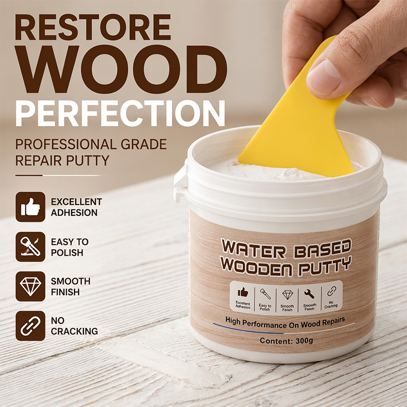 🔥50% RABATT NU! Vattenbaserad träspackel 300g – vit fyllningspasta för skåp, golv, dörrar och möbler – tränyanser & sprickresistent 🛠️✨