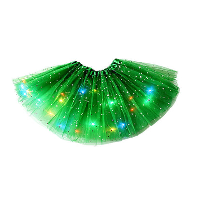 🎁Świecąca spódniczka tutu z cekinami i diodami LED – tiulowa spódniczka księżniczki z motywem gwiazdek dla dziewczynek i dorosłych