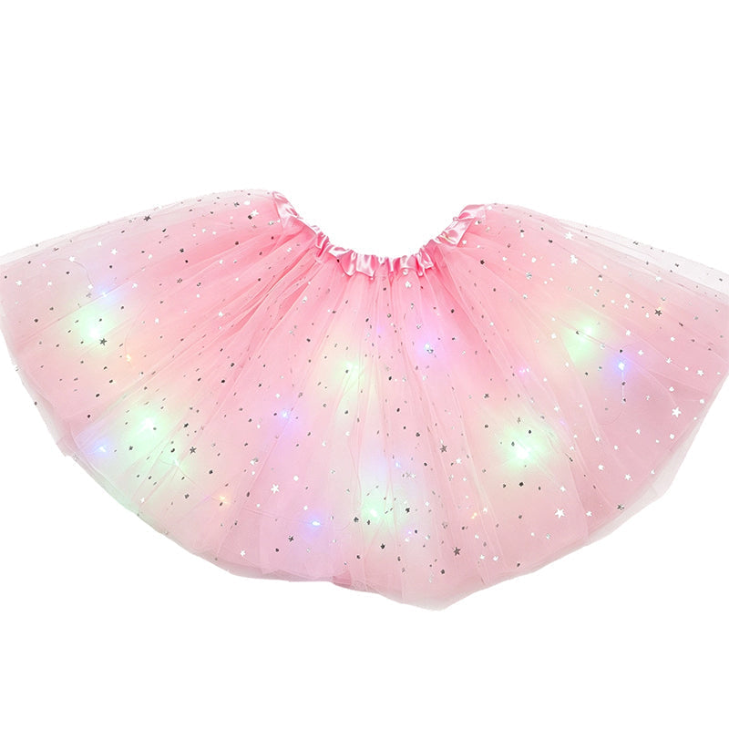 🎁Świecąca spódniczka tutu z cekinami i diodami LED – tiulowa spódniczka księżniczki z motywem gwiazdek dla dziewczynek i dorosłych