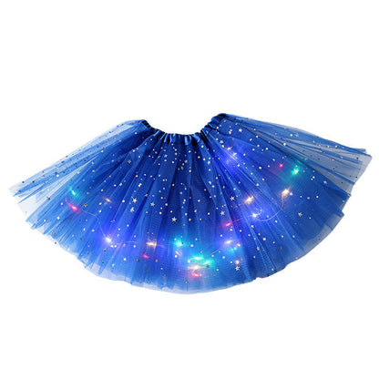 🎁Świecąca spódniczka tutu z cekinami i diodami LED – tiulowa spódniczka księżniczki z motywem gwiazdek dla dziewczynek i dorosłych