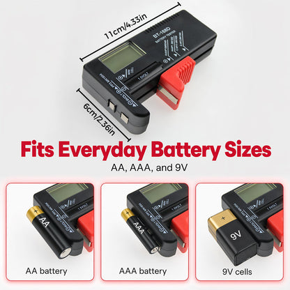 🔋 OGRANICZONA CZASOWO PROMOCJA –50%! Uniwersalny cyfrowy tester baterii – przenośne urządzenie z wyświetlaczem LCD do baterii AA, AAA, 9V oraz guzikowych.