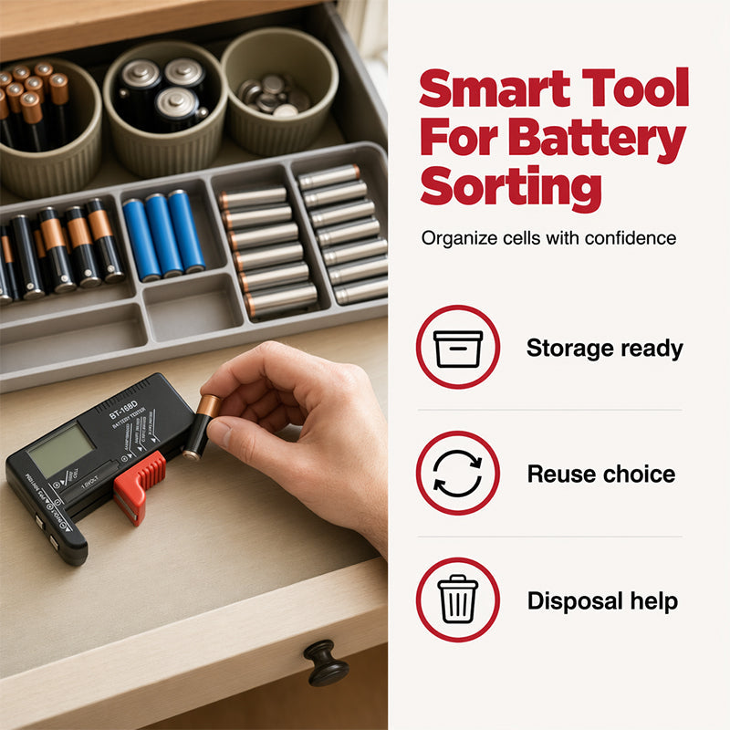 🔋 OGRANICZONA CZASOWO PROMOCJA –50%! Uniwersalny cyfrowy tester baterii – przenośne urządzenie z wyświetlaczem LCD do baterii AA, AAA, 9V oraz guzikowych.