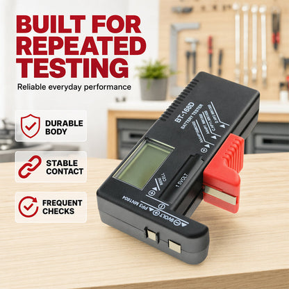 🔋 OGRANICZONA CZASOWO PROMOCJA –50%! Uniwersalny cyfrowy tester baterii – przenośne urządzenie z wyświetlaczem LCD do baterii AA, AAA, 9V oraz guzikowych.