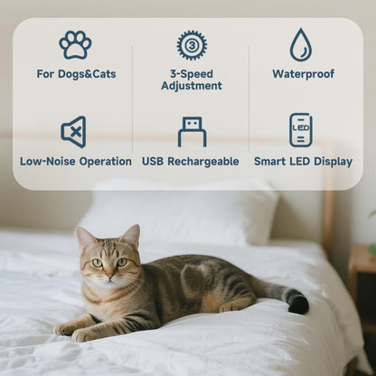 🎉 2026 Sale — Over 39,000 Sold! 💰 Quiet Pet Clipper – LED Power, Calm Grooming ✨
