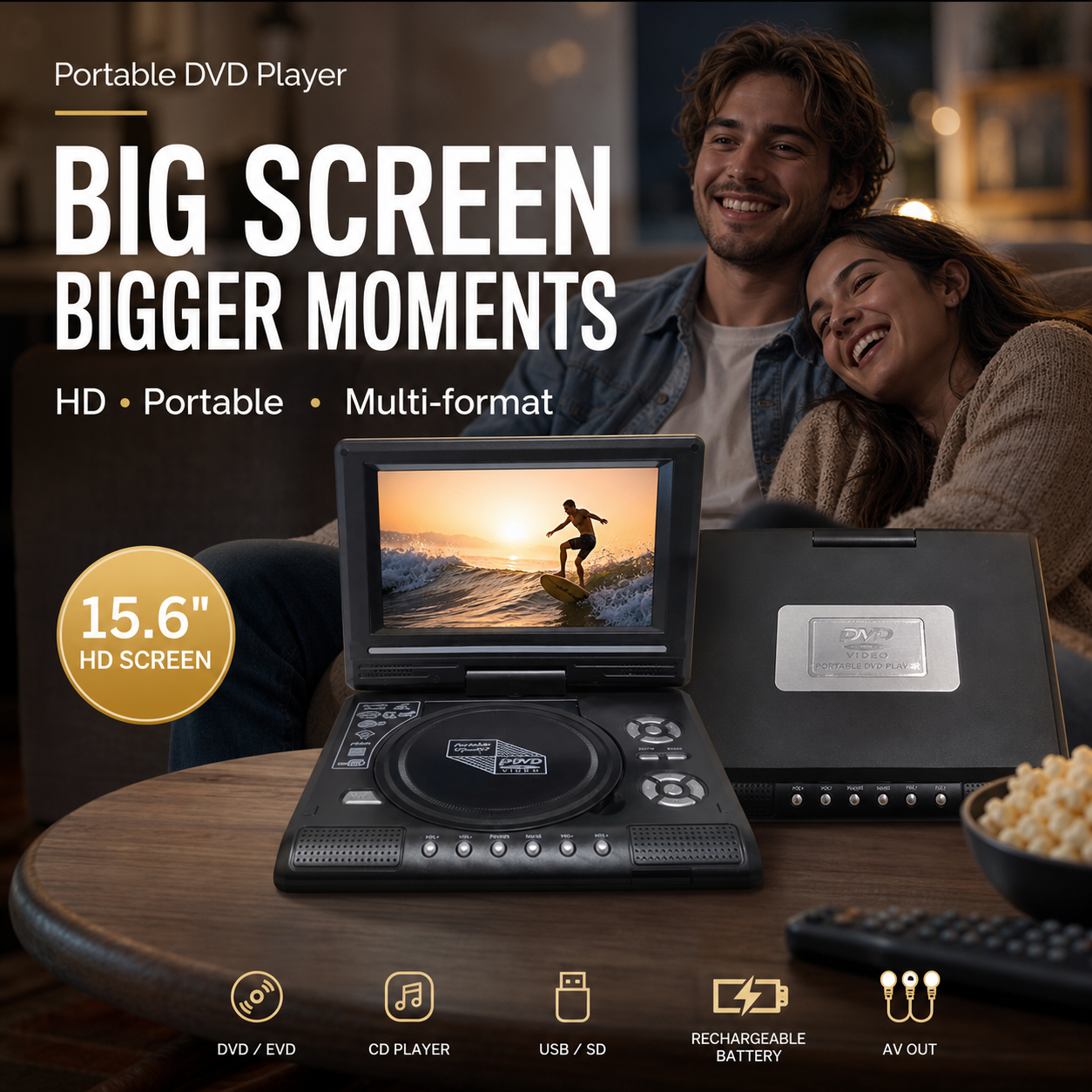 📺 7,8-calowy przenośny odtwarzacz DVD/EVD HD –50% zniżki 🔥 Duży ekran, akumulator i kompatybilność z DVD/CD/USB/SD – Idealny do domu i w podróży