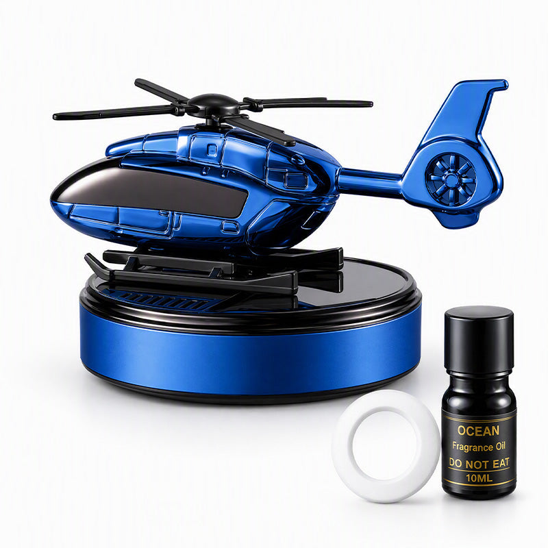 🚗 Solarny dyfuzor zapachowy w kształcie helikoptera – obraca się w świetle, wymienne wkłady zapachowe, do samochodu i domu ✨🚁