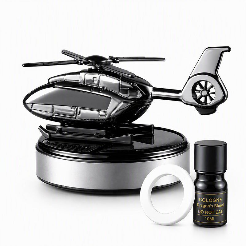🚗 Solarny dyfuzor zapachowy w kształcie helikoptera – obraca się w świetle, wymienne wkłady zapachowe, do samochodu i domu ✨🚁