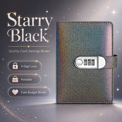 ✨ Segregator SparkleLock do organizowania oszczędności gotówkowych z zamkiem szyfrowym (3 cyfry) – organizer budżetowy ze 100 stronami na wyzwania oszczędnościowe, cele finansowe i dodatkowe materiały 💖