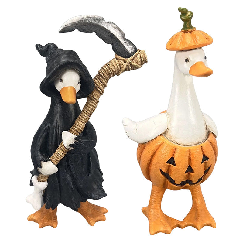 🎃🦇Zestaw upiornych kaczek – ręcznie malowane, 5 figurek, odporne na warunki atmosferyczne