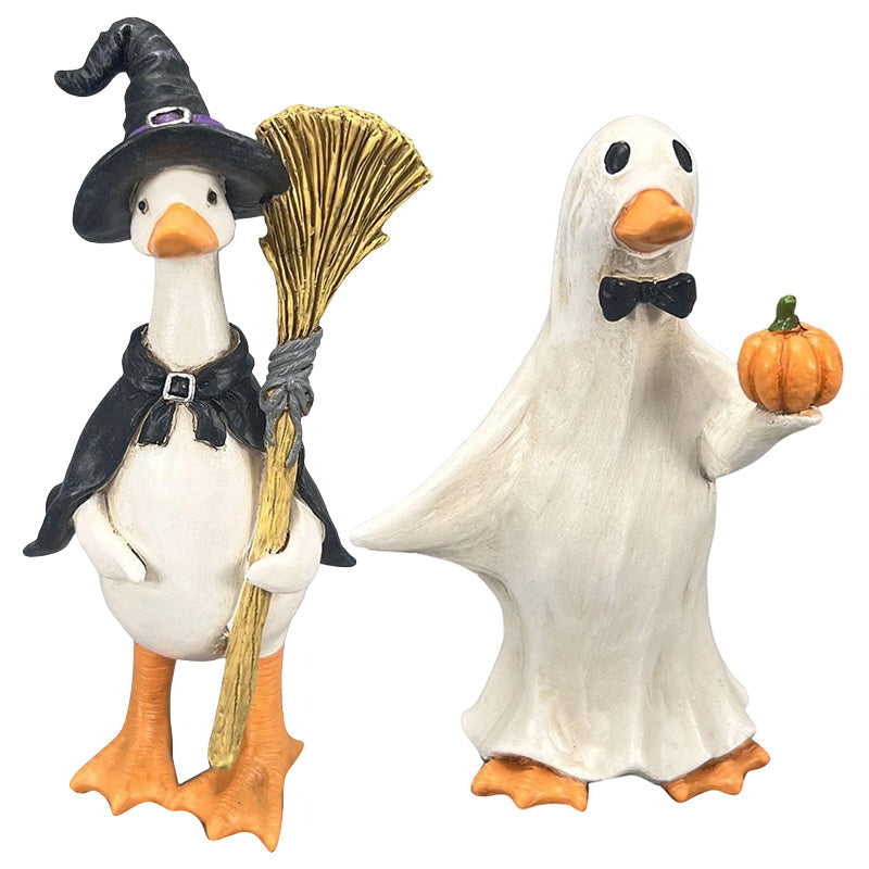 🎃🦇Zestaw upiornych kaczek – ręcznie malowane, 5 figurek, odporne na warunki atmosferyczne