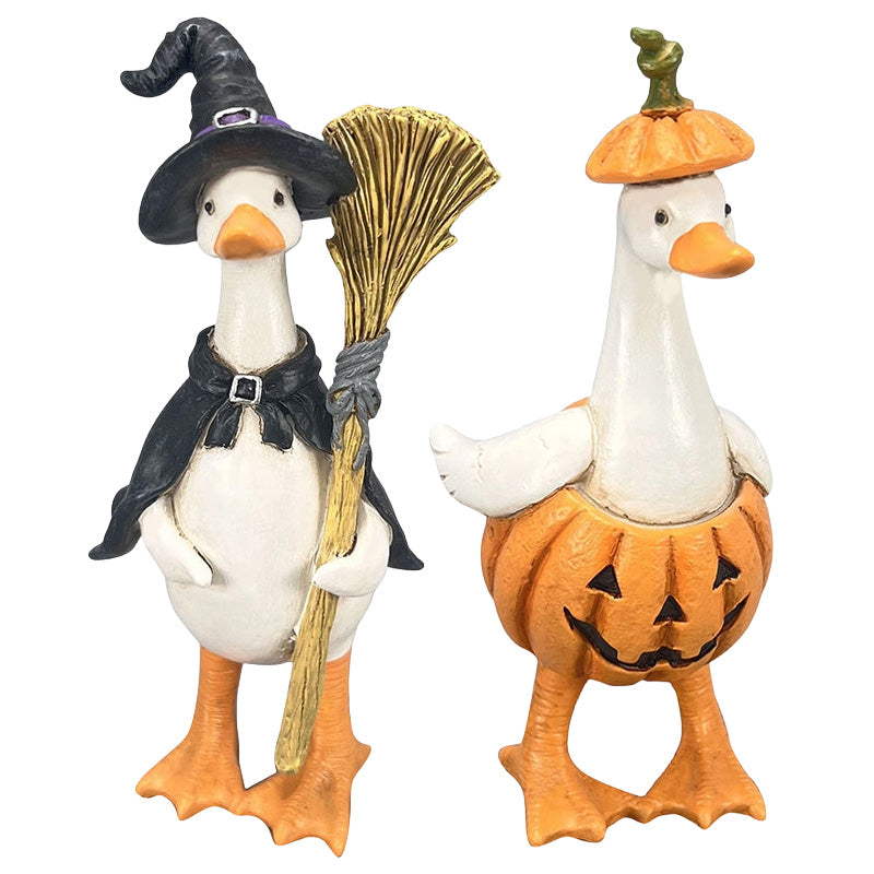 🎃🦇Zestaw upiornych kaczek – ręcznie malowane, 5 figurek, odporne na warunki atmosferyczne