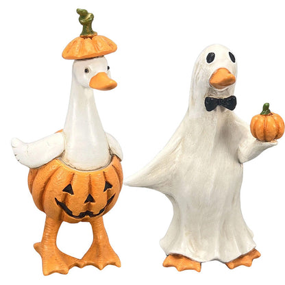 🎃🦇Zestaw upiornych kaczek – ręcznie malowane, 5 figurek, odporne na warunki atmosferyczne