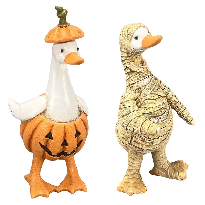 🎃🦇Zestaw upiornych kaczek – ręcznie malowane, 5 figurek, odporne na warunki atmosferyczne
