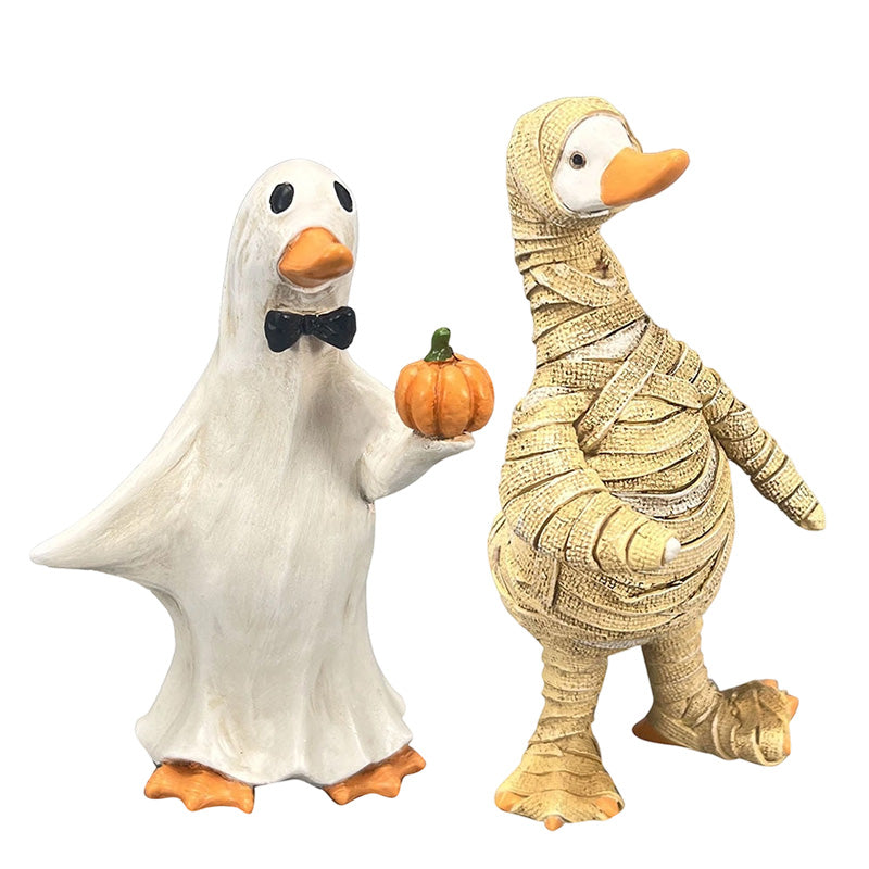 🎃🦇Zestaw upiornych kaczek – ręcznie malowane, 5 figurek, odporne na warunki atmosferyczne