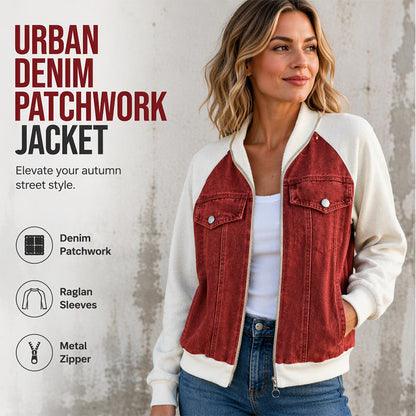 💥Kreatywna damska kurtka jeansowa z łączonych materiałów 🧥 – Wyrazisty streetwear w stylu casual