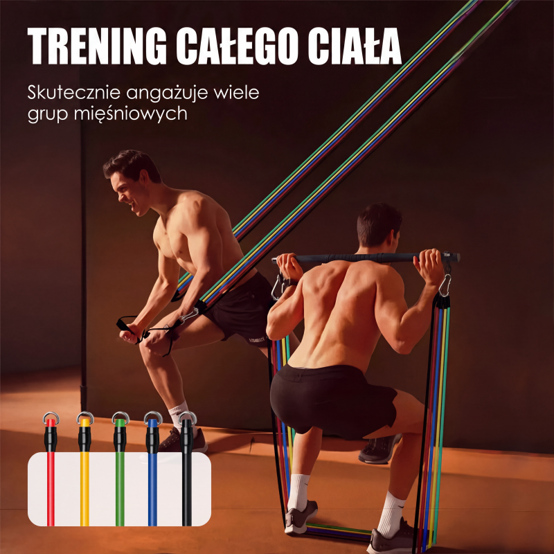 🏋️ Zestaw lin oporowych 14-częściowy – 50% ZNIŻKI! OFERTA LIMITOWANA!🔥✨Elastyczne taśmy z uchwytami – idealne do treningu siłowego, rozciągania i rehabilitacji w domu. Zastępuje całą siłownię w jednym zestawie! 💪