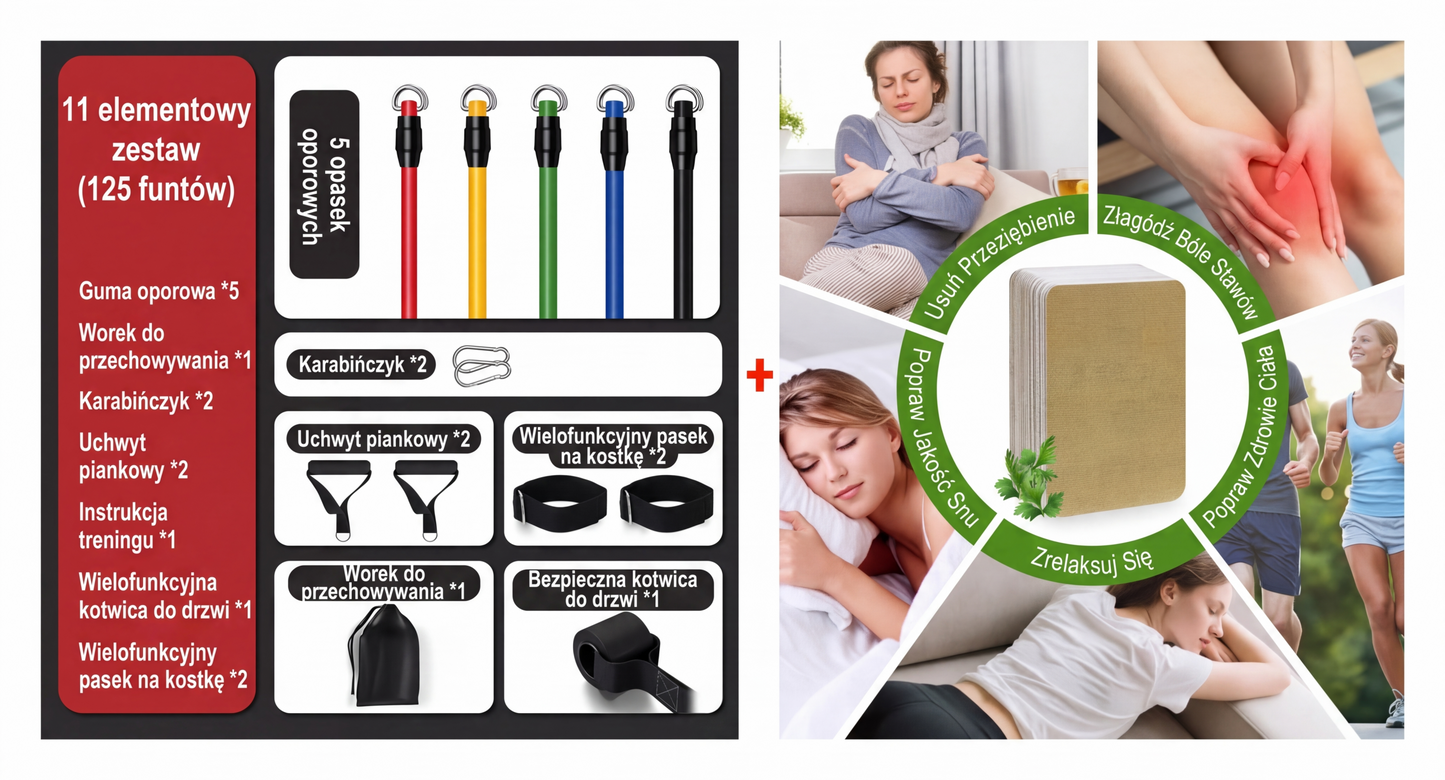 🏋️ Zestaw lin oporowych 14-częściowy – 50% ZNIŻKI! OFERTA LIMITOWANA!🔥✨Elastyczne taśmy z uchwytami – idealne do treningu siłowego, rozciągania i rehabilitacji w domu. Zastępuje całą siłownię w jednym zestawie! 💪