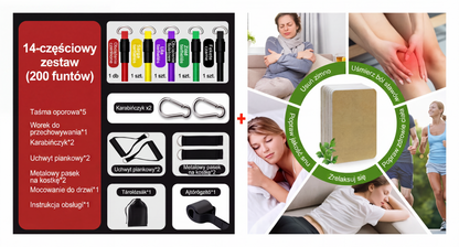 🏋️ Zestaw lin oporowych 14-częściowy – 50% ZNIŻKI! OFERTA LIMITOWANA!🔥✨Elastyczne taśmy z uchwytami – idealne do treningu siłowego, rozciągania i rehabilitacji w domu. Zastępuje całą siłownię w jednym zestawie! 💪