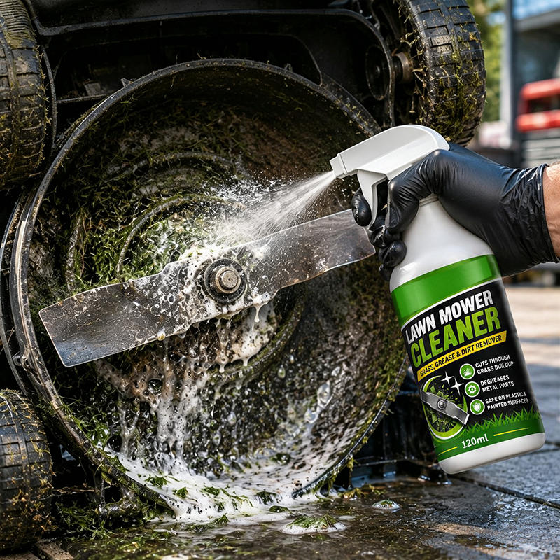 🔥 Szybko działający spray czyszczący do kosiarek – Piana rozpuszczająca tłuszcz i resztki trawy – Idealny do elementów metalowych, plastikowych i lakierowanych 🌿🛠️