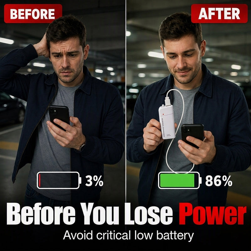 💥 Kup 1 i otrzymaj 1 gratis + 50% ZNIŻKI! 🥳 Przenośny awaryjny power bank do telefonu zasilany bateriami AA z latarką LED 🔋🔦💡