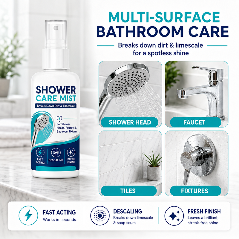 🚿✨Spray do szybkiego usuwania kamienia pod prysznicem – rozpuszcza uporczywe osady mineralne i ślady po twardej wodzie. Przywraca przepływ wody i blask – wystarczy spryskać i przetrzeć! 🧼💪