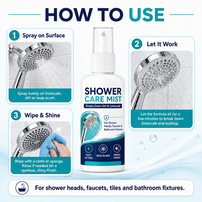 🚿✨Spray do szybkiego usuwania kamienia pod prysznicem – rozpuszcza uporczywe osady mineralne i ślady po twardej wodzie. Przywraca przepływ wody i blask – wystarczy spryskać i przetrzeć! 🧼💪