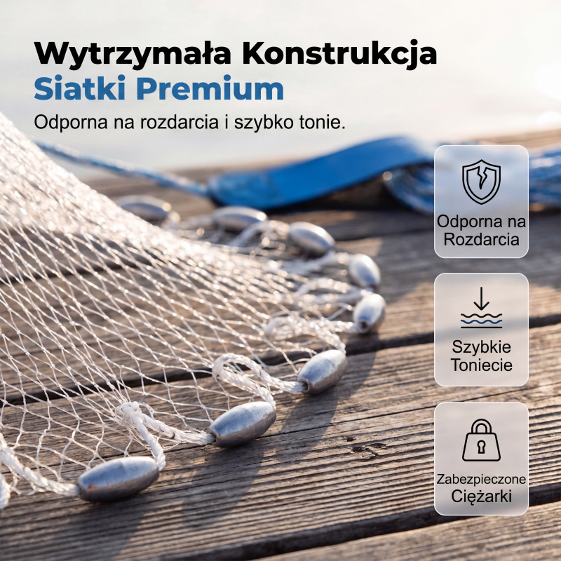 🎣✨ Łatwa w rzucaniu sieć — ma wytrzymałe oczka, szybko tonie i ma szerokie zastosowanie 🌊