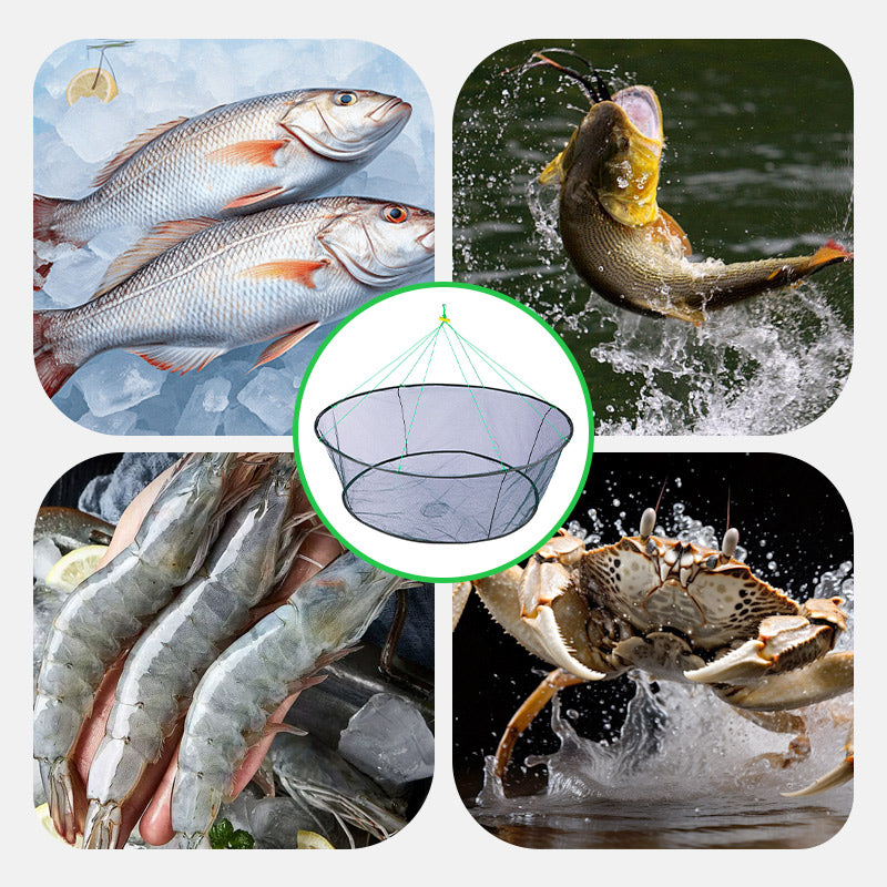 Portable Foldable Hand Casting Fishing Net with RopePrzenośna, składana sieć wędkarska typu rzutka z linką