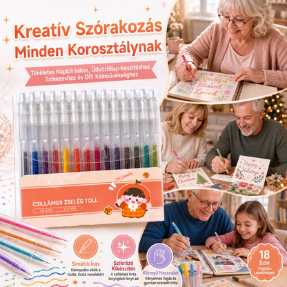 ✨ Zestaw piór żelowych z brokatem i mechanizmem cofającym do pisania dziennika i rysowania